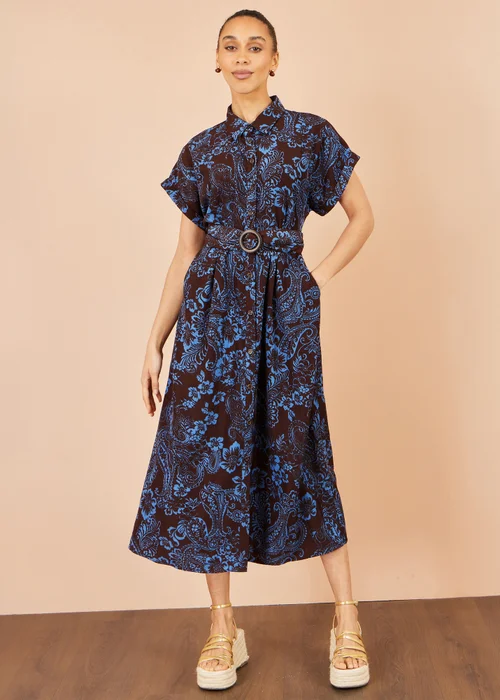 Yumi Brown Paisley Midi Shirt Dress - 20 Image 3