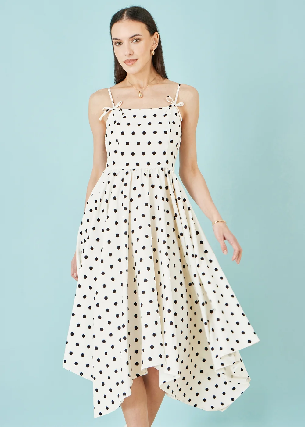 Yumi White Polka Dot Hankerchief Hem Dress - 12 Image 1