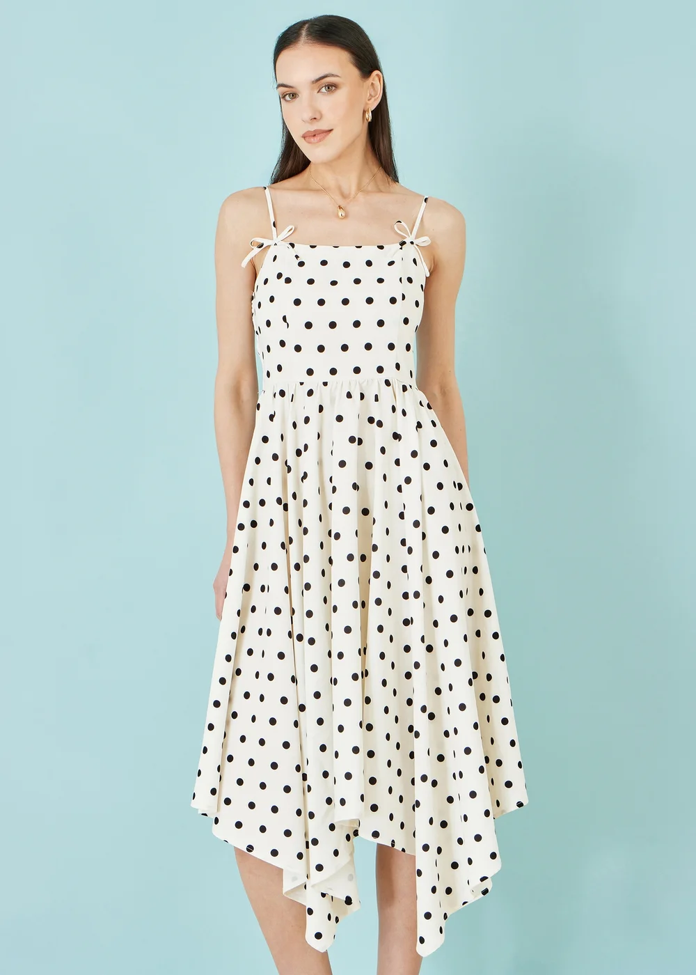 Yumi White Polka Dot Hankerchief Hem Dress - 12 Image 2
