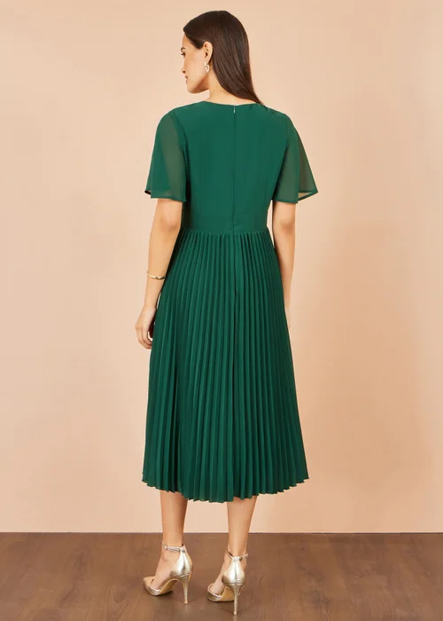 Yumi Green Sequin Embroidered Pleated Midi Dress - 8 Image 3