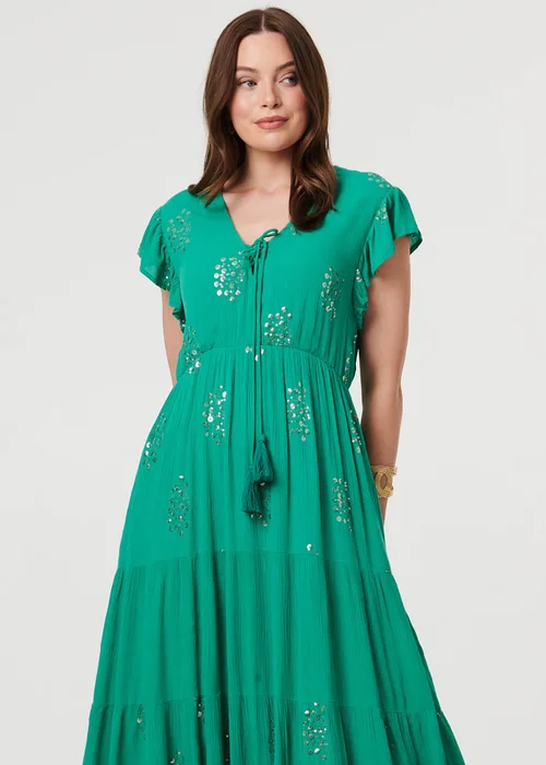 Izabel London Jade Sequin Detail Cap Sleeve Maxi Dress - 10 Image 2