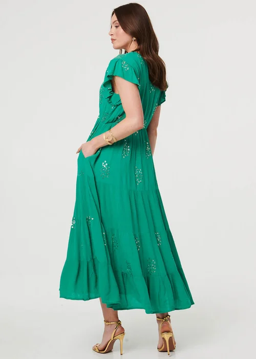 Izabel London Jade Sequin Detail Cap Sleeve Maxi Dress - 10 Image 3
