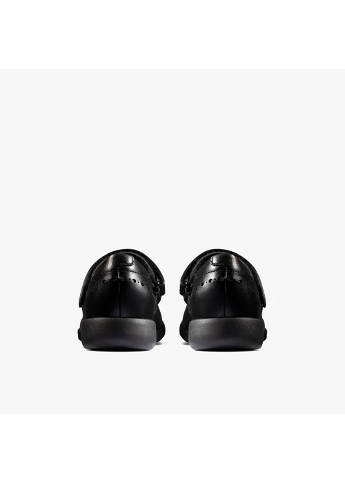 Clarks School Girls Black Etch Craft Kid Leather Wide - 10 Infants Image 5