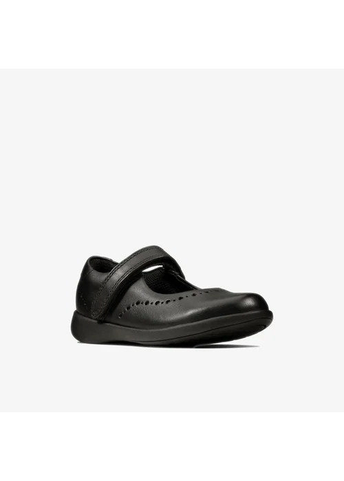 Clarks School Girls Black Etch Craft Toddler Leather Narrow - 8.5 Infants Image 3