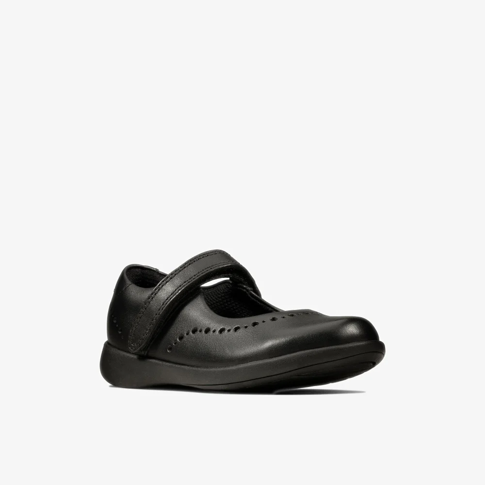 Clarks School Etch Craft Toddler Black Leather Extra Wide - 9 Infants Image 3