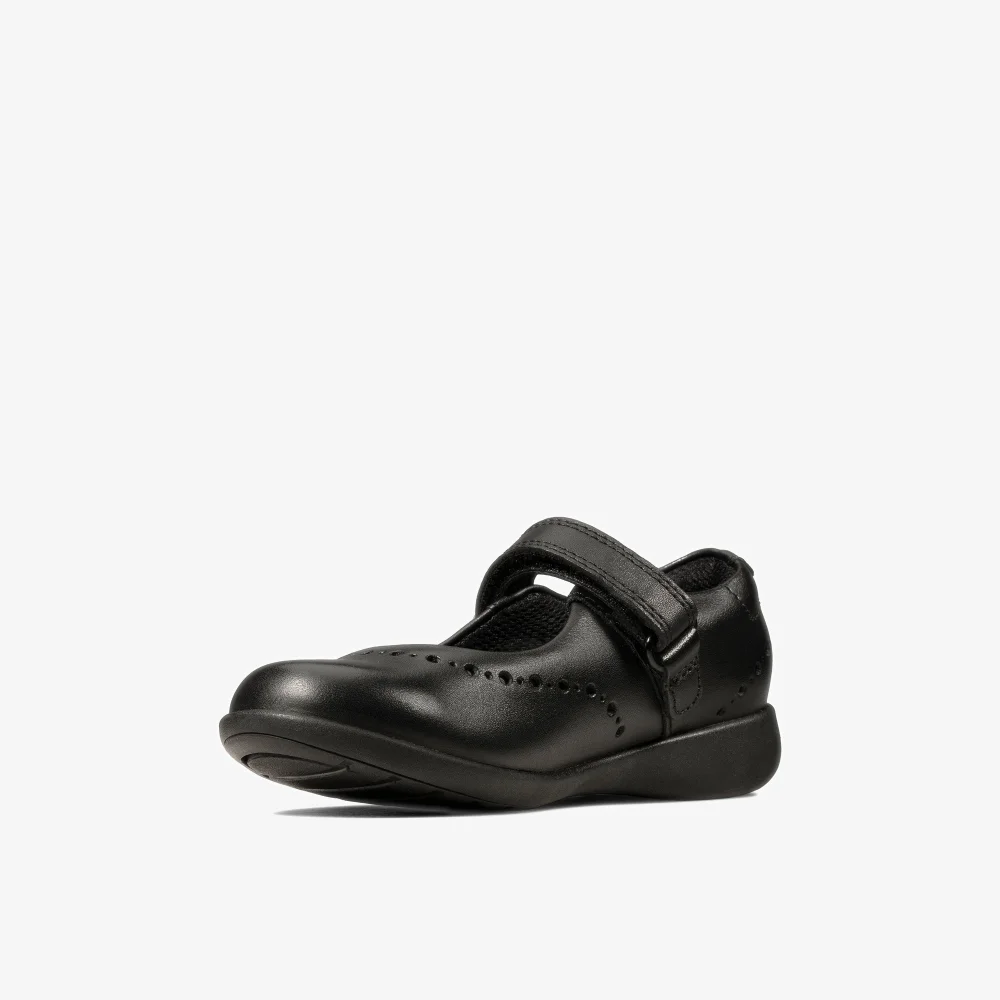 Clarks School Etch Craft Toddler Black Leather Extra Wide - 9 Infants Image 4