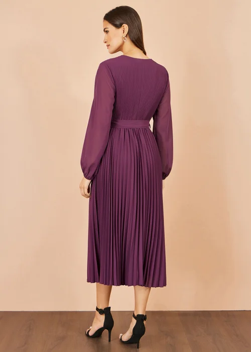Yumi Purple Pleated Wrap Midi Dress - 8 Image 4