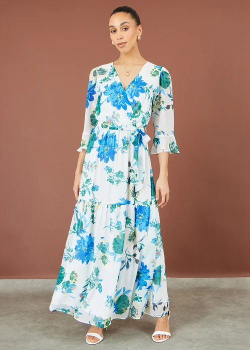 Yumi White Floral Maxi Wrap Dress - 16 Image 1