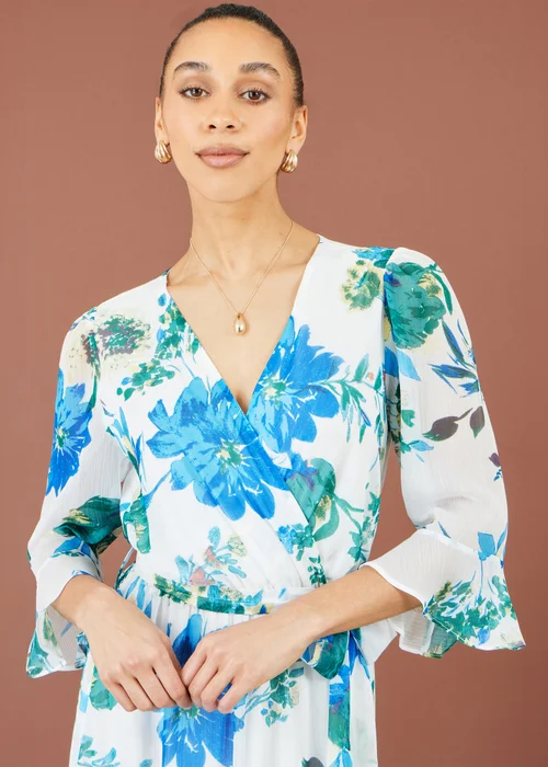 Yumi White Floral Maxi Wrap Dress - 16 Image 4