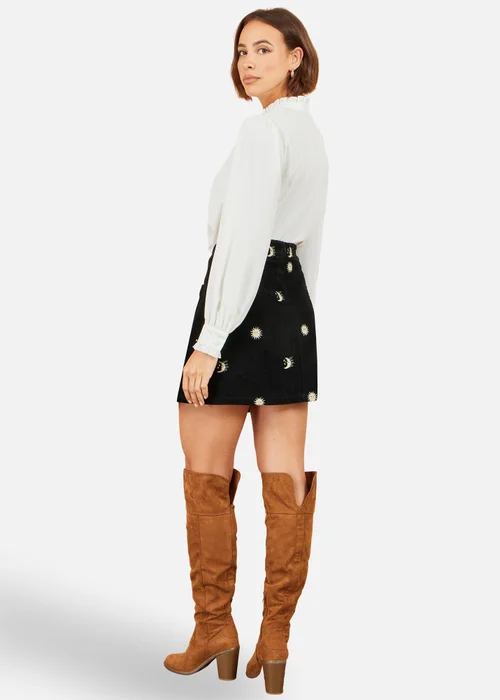Yumi Black Cosmic Embroidered Mini Skirt - 8 Image 2