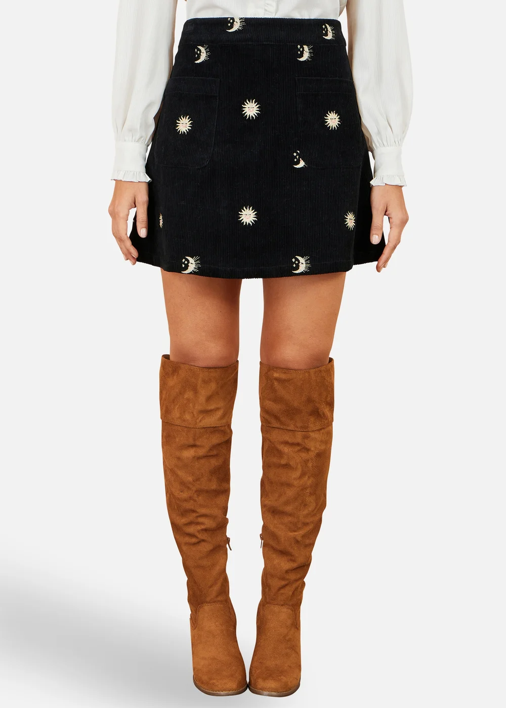 Yumi Black Cosmic Embroidered Mini Skirt - 8 Image 1