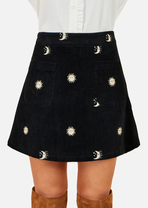 Yumi Black Cosmic Embroidered Mini Skirt - 8 Image 3