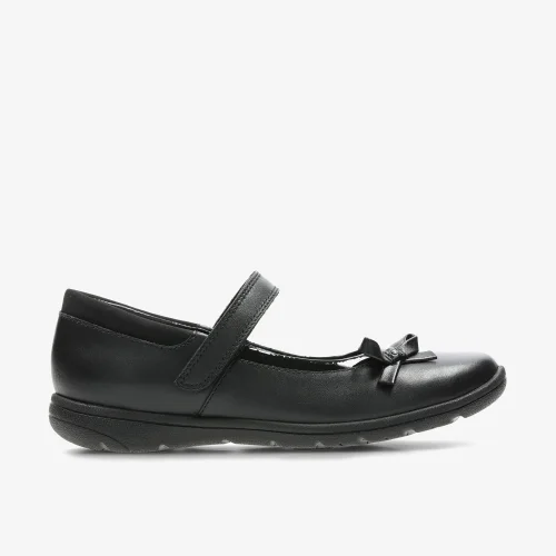 Clarks School Venture Star Black Leather Narrow - 10 Infants Image 1