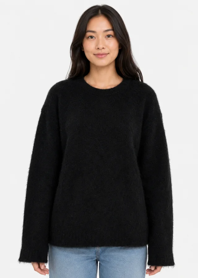 Gini London Black Long Sleeves Jewelled Back Knit Jumper