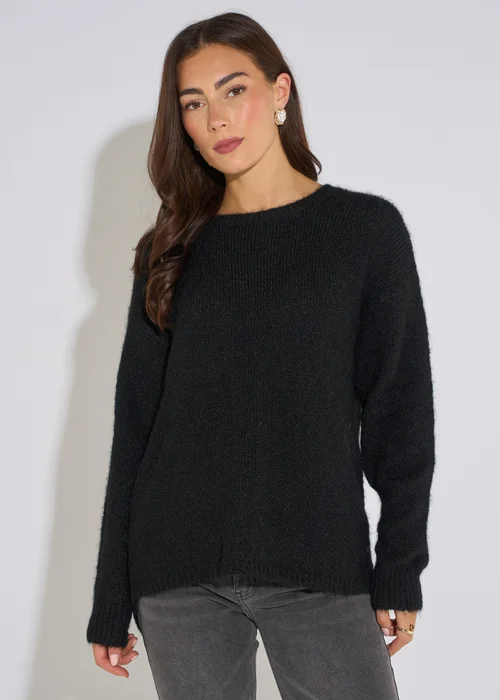 Gini London Black Long Sleeves Jewelled Back Knit Jumper - S/M Image 3
