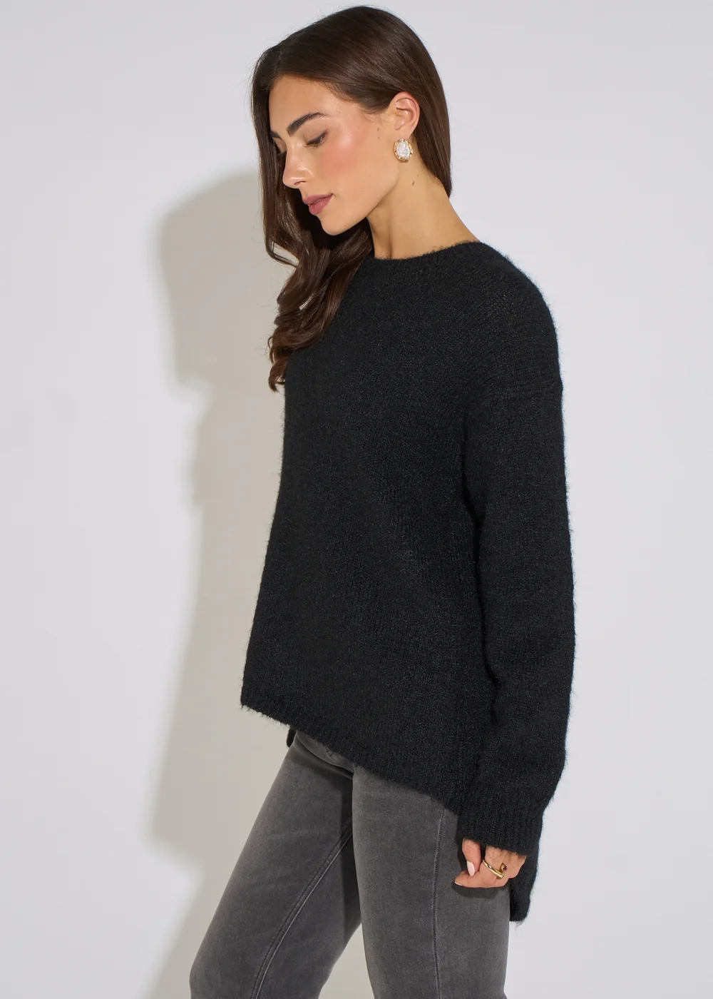Gini London Black Long Sleeves Jewelled Back Knit Jumper - S/M Image 4