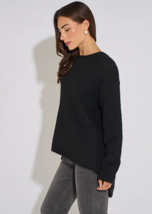 Gini London Black Long Sleeves Jewelled Back Knit Jumper - S/M Image 4