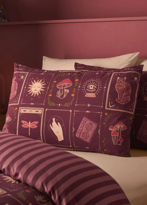 Catherine Lansfield Enchanted Witchcraft Reversible Duvet Cover Set Plum - Single Image 3