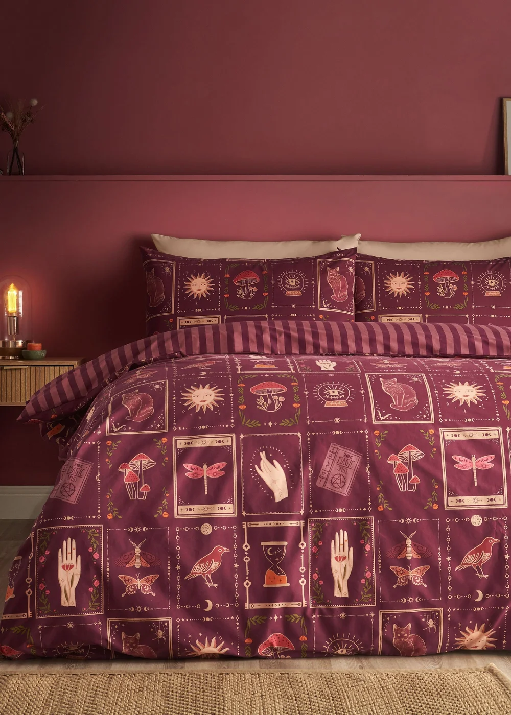 Catherine Lansfield Enchanted Witchcraft Reversible Duvet Cover Set Plum - Single Image 1