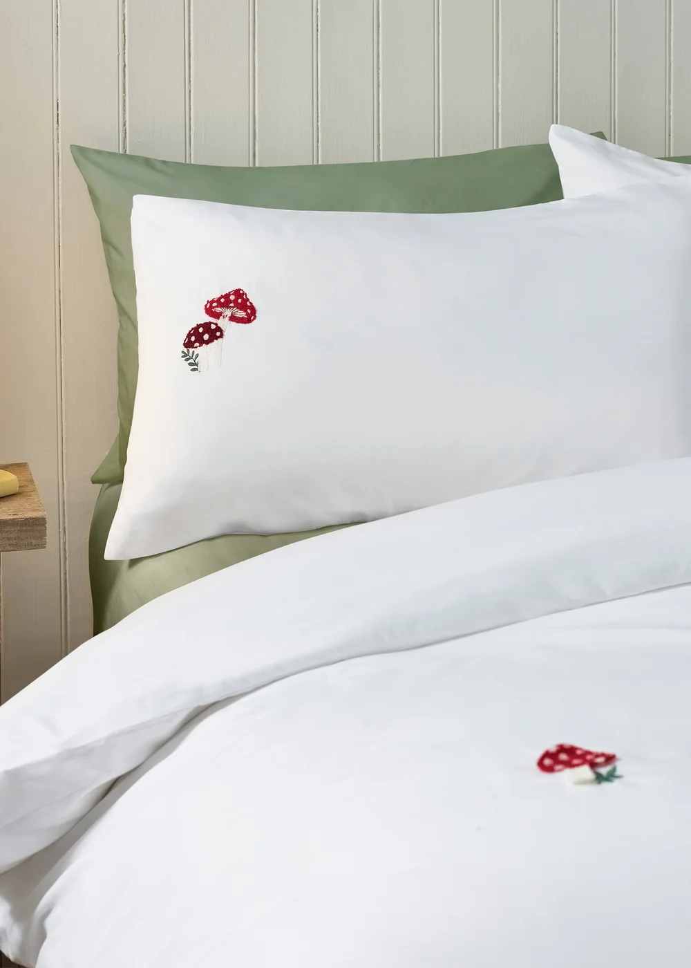 Catherine Lansfield Woodland Crochet Embroidered Duvet Cover Set White - Single Image 3