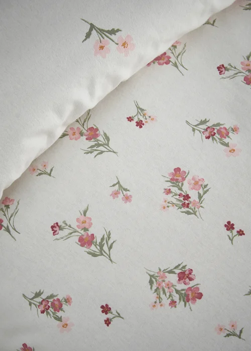 Catherine Lansfield Brushed Ditsy Floral Cotton Reversible Duvet Cover Set Pink - Single Image 4