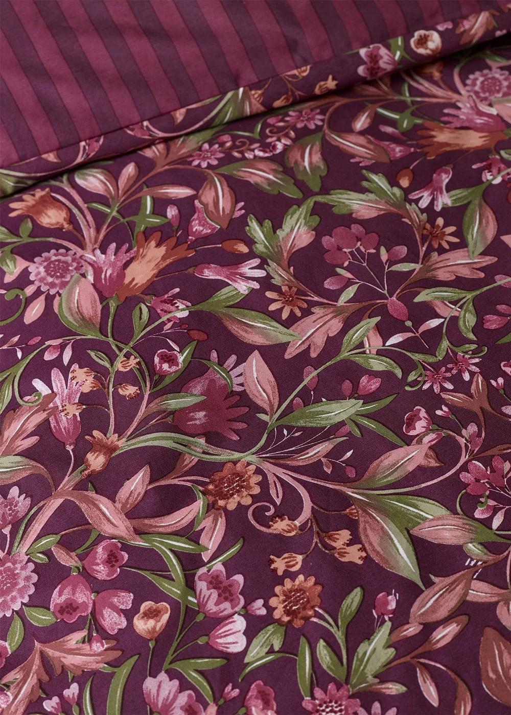 Catherine Lansfield Richmond Floral Reversible Duvet Cover Set Plum - Single Image 4