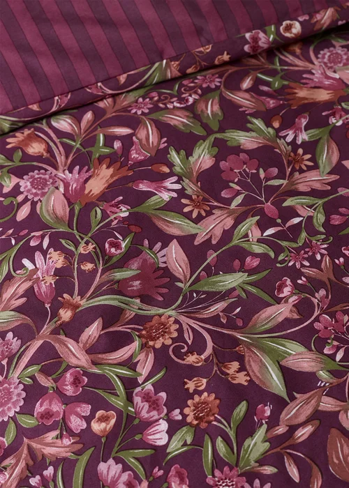 Catherine Lansfield Richmond Floral Reversible Duvet Cover Set Plum - Single Image 4