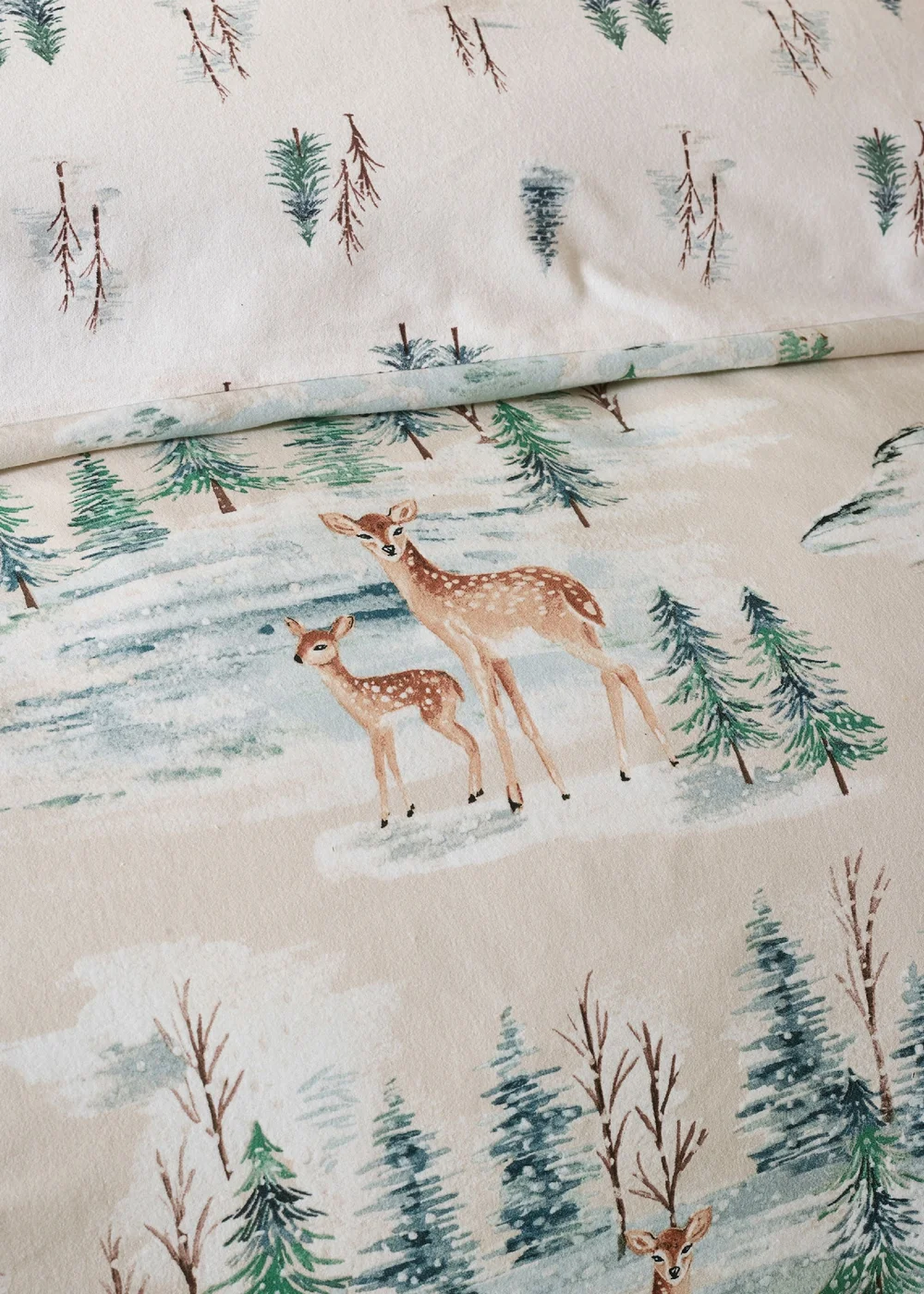 Catherine Lansfield Brushed Christmas Deer Cotton Reversible Duvet Cover Set Natural - Single Image 4