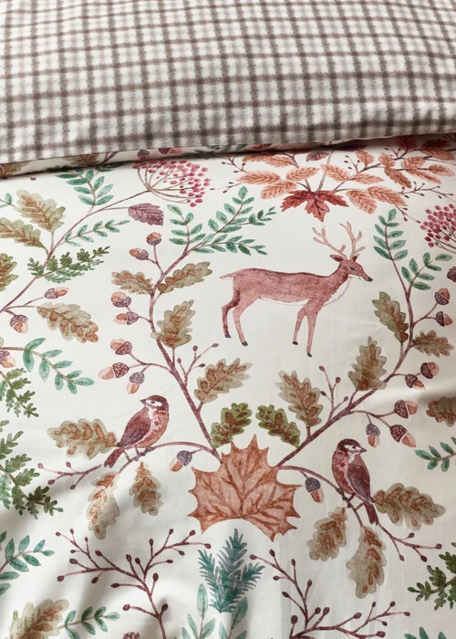 Catherine Lansfield Woodland Stag So Soft Reversible Duvet Cover Set Cream - Single Image 4