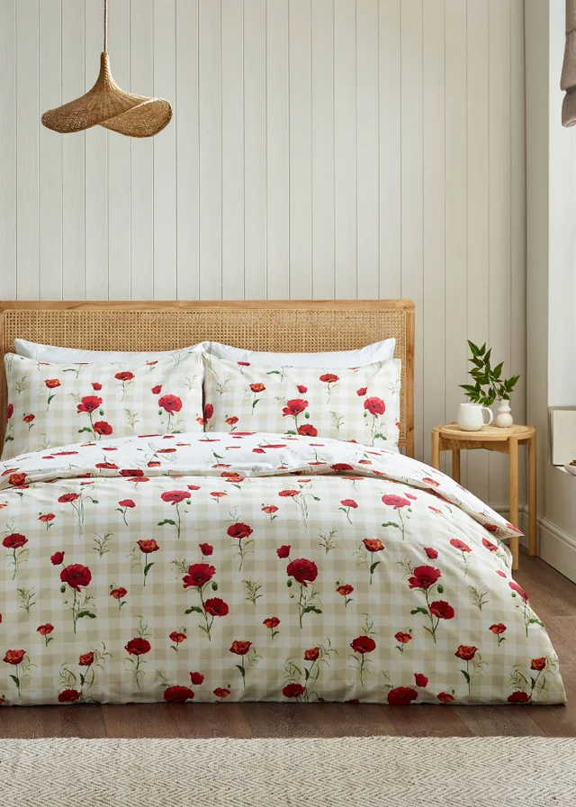 Catherine Lansfield Poppy Floral Reversible Duvet Cover Set Red