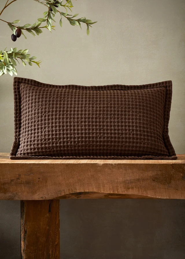 Pineapple Elephant Jaipur Chunky Waffle Cotton 30x50cm Cushion Chocolate