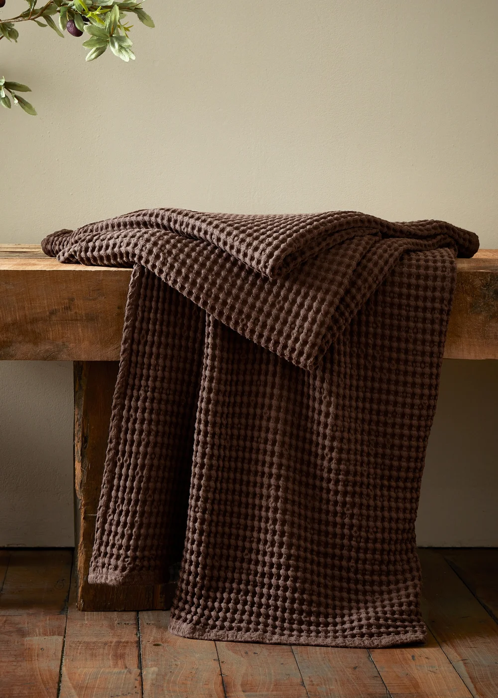 Pineapple Elephant Jaipur Chunky Waffle Cotton 150x200cm Blanket Throw Chocolate - One Size Image 1