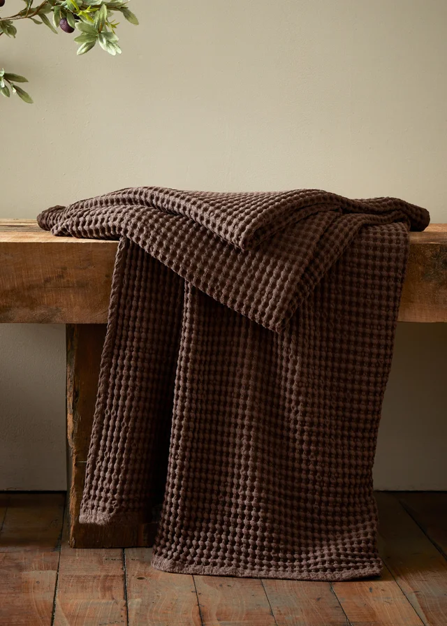 Pineapple Elephant Jaipur Chunky Waffle Cotton 150x200cm Blanket Throw Chocolate
