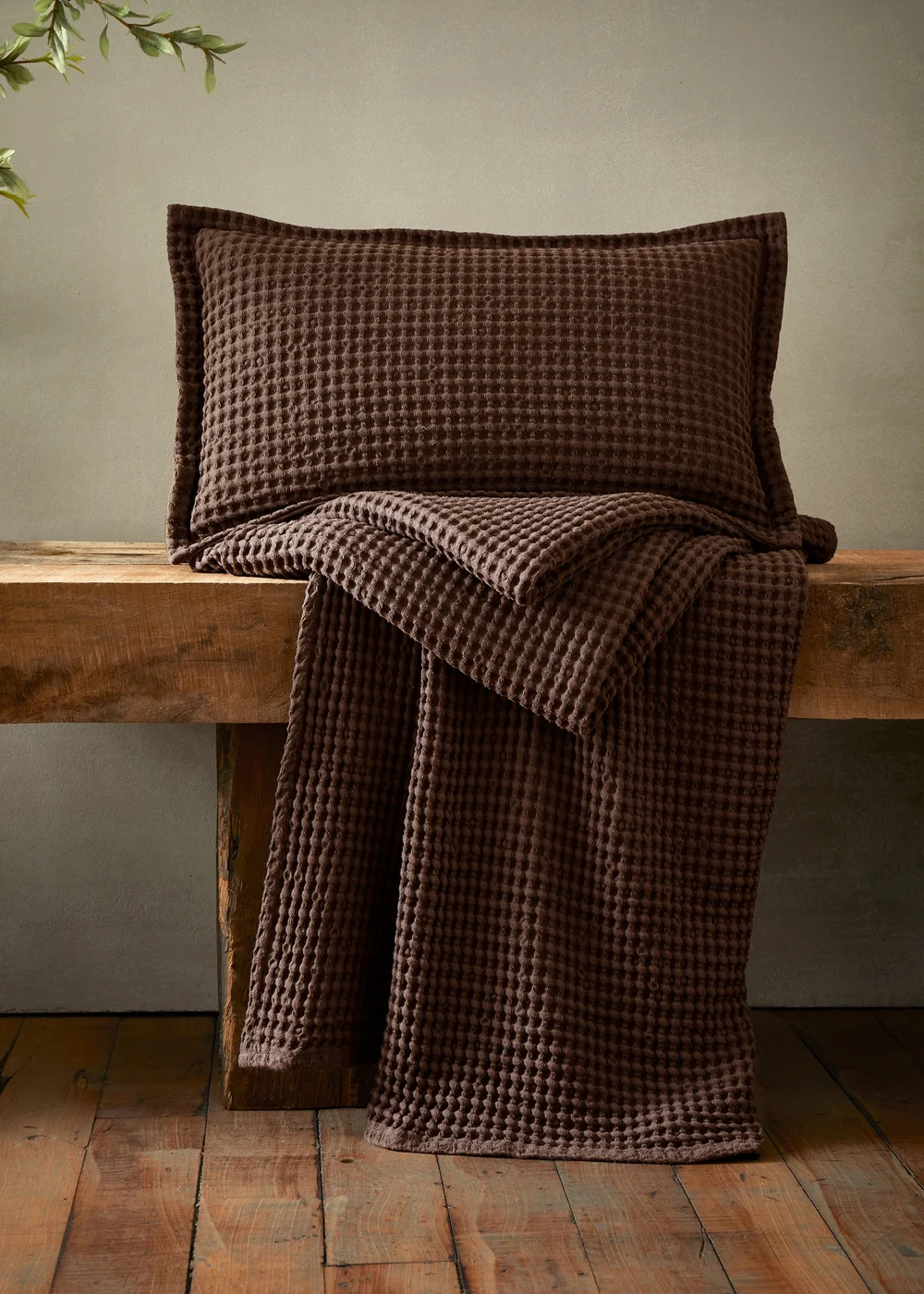 Pineapple Elephant Jaipur Chunky Waffle Cotton 150x200cm Blanket Throw Chocolate - One Size Image 4