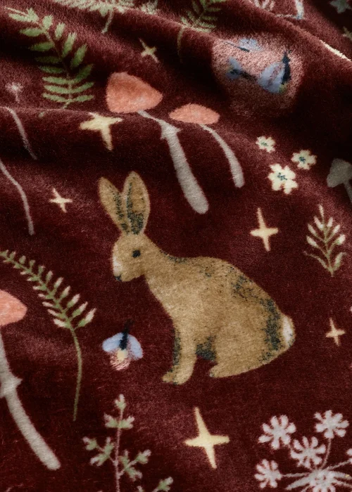 Catherine Lansfield Enchanted Twilight Animals Cosy Fleece 130x170cm Blanket Throw Chocolate - One Size Image 3