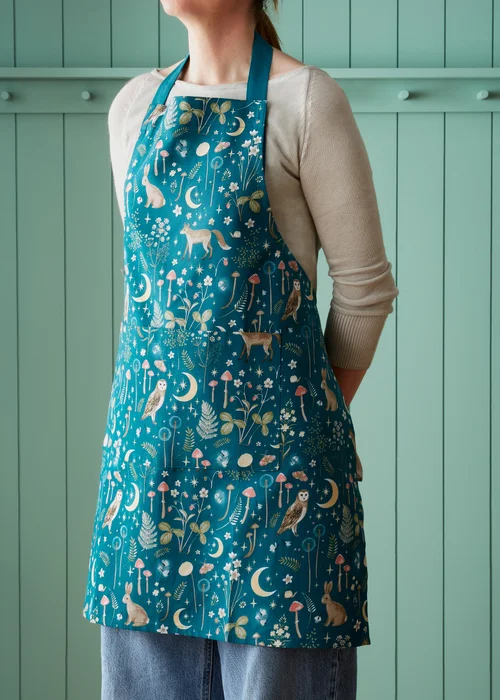 Catherine Lansfield Enchanted Twilight Animals Cotton 70x80cm Kitchen Adult Apron Green - One Size Image 1