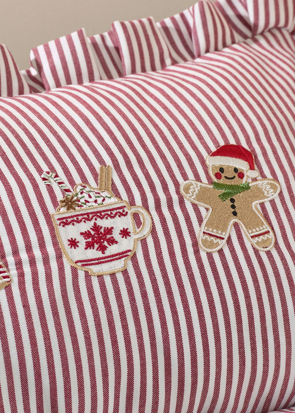 Catherine Lansfield Christmas Gingerbread Stripe 30x50cm Cushion Natural - One Size Image 3