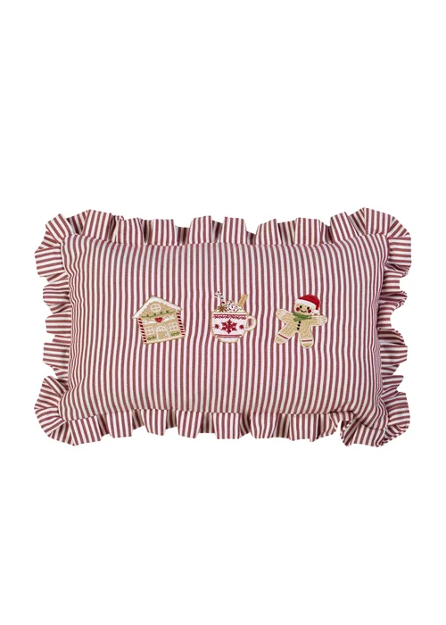 Catherine Lansfield Christmas Gingerbread Stripe 30x50cm Cushion Natural - One Size Image 1