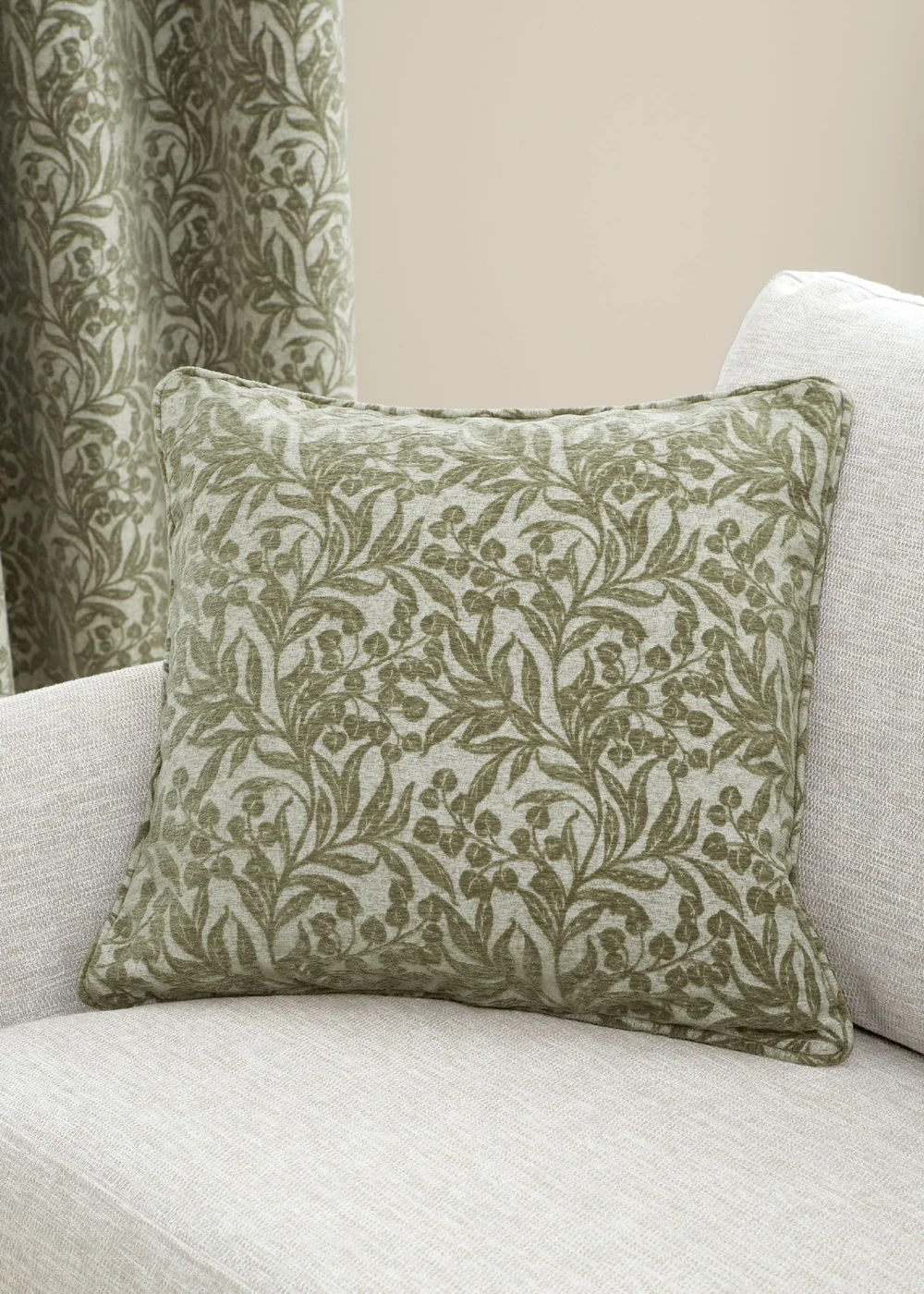 Bianca Fine Linens Chenille Leaves 50x50cm Cushion Green - 50cm x 50cm Image 1