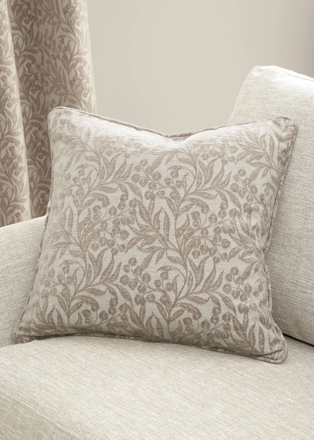 Bianca Fine Linens Chenille Leaves 50x50cm Cushion Natural - 50cm x 50cm Image 1