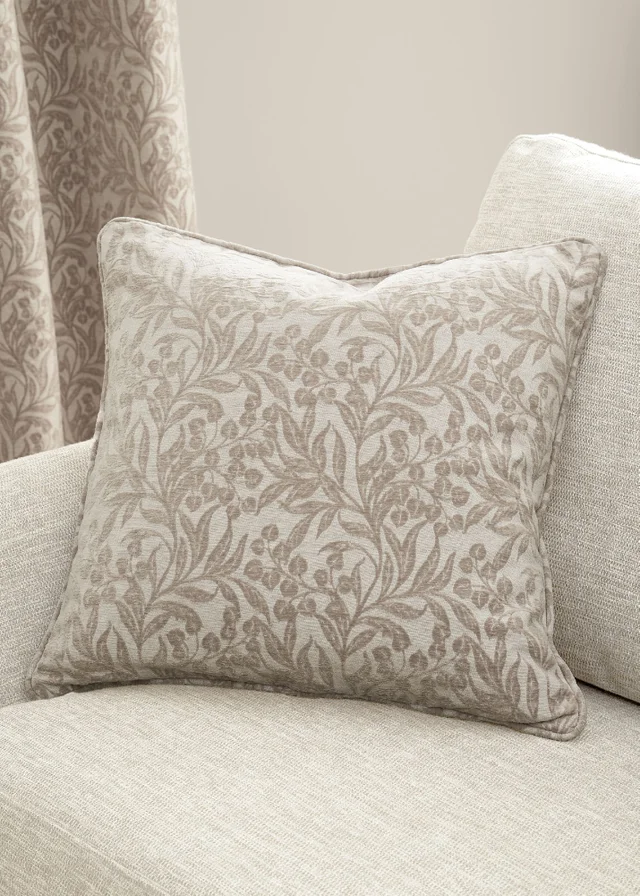 Bianca Fine Linens Chenille Leaves 50x50cm Cushion Natural