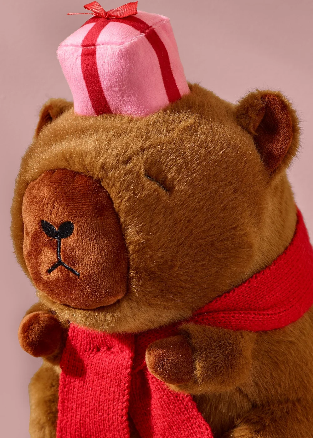 Catherine Lansfield Christmas Capybara 20x35cm 3D Shaped Cushion Pink - One Size Image 3