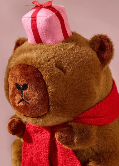 Catherine Lansfield Christmas Capybara 20x35cm 3D Shaped Cushion Pink - One Size Image 3