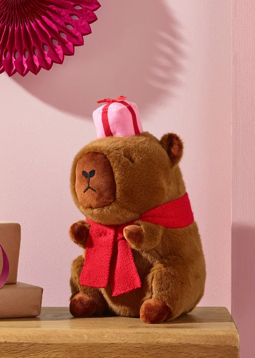 Catherine Lansfield Christmas Capybara 20x35cm 3D Shaped Cushion Pink - One Size Image 2
