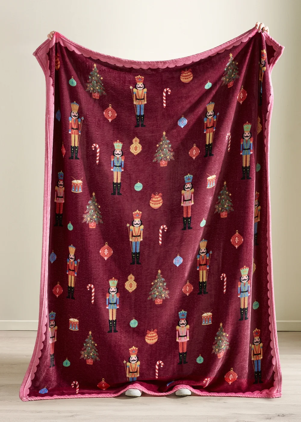Catherine Lansfield Christmas Nutcracker Fleece Cosy 130x170cm Blanket Throw Plum - One Size Image 2