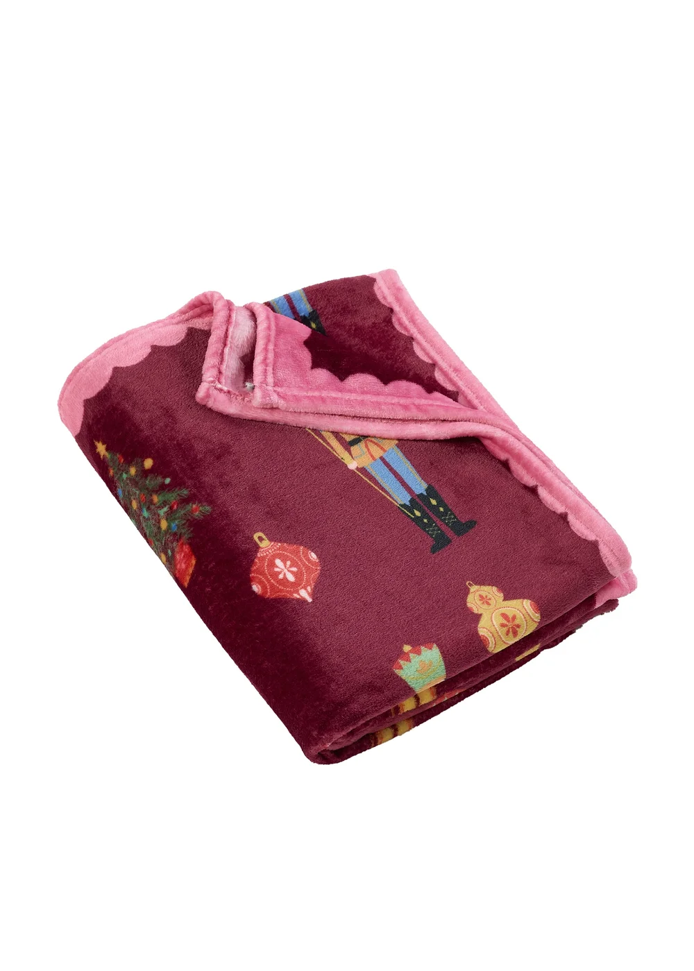 Catherine Lansfield Christmas Nutcracker Fleece Cosy 130x170cm Blanket Throw Plum - One Size Image 4