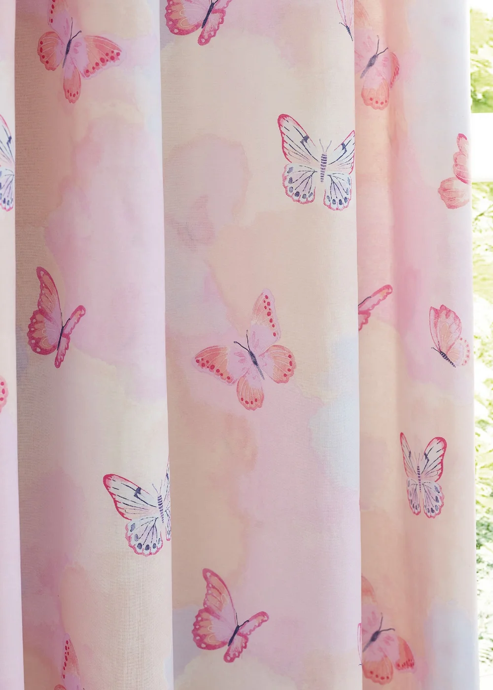 Catherine Lansfield Ombre Butterflies Fully Reversible Eyelet Curtains Two Panels Pink - 66W X 72D (168x183cm) Image 4
