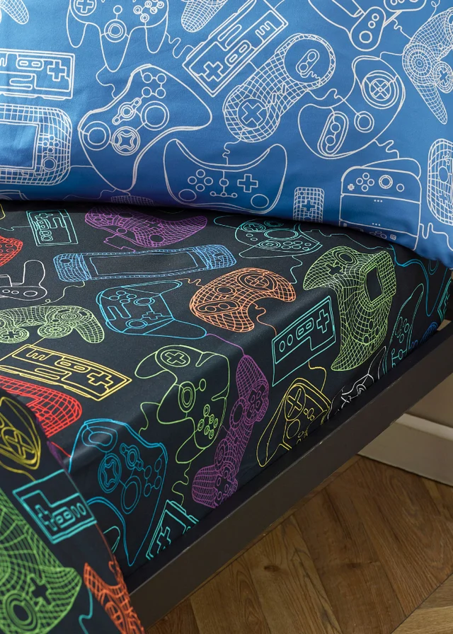 Catherine Lansfield Power Up Gamer So Soft Fitted Sheet Black
