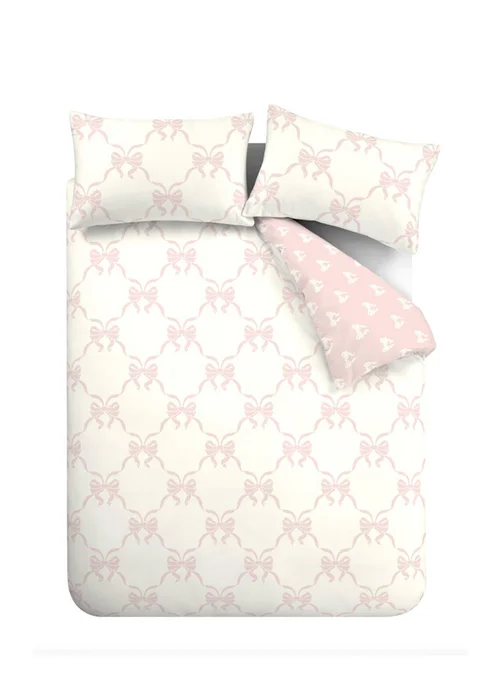 Catherine Lansfield Pretty Bows Reversible Duvet Cover Set Pink - Single Image 5