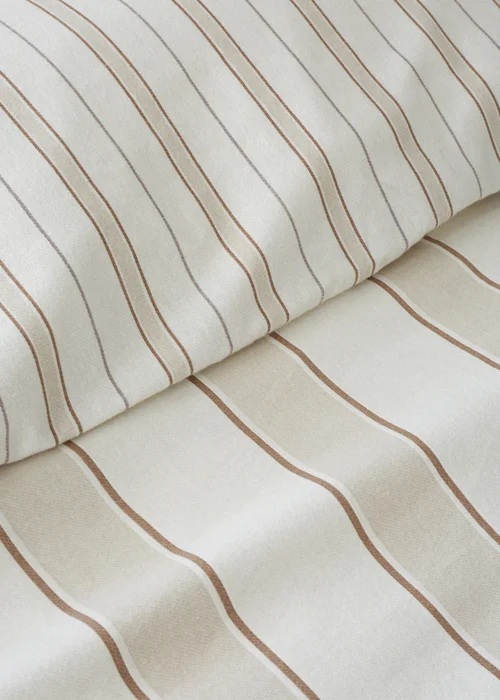 Bianca Fine Linens Brushed Regal Stripe Cotton Reversible Duvet Cover Set Natural - Single Image 5